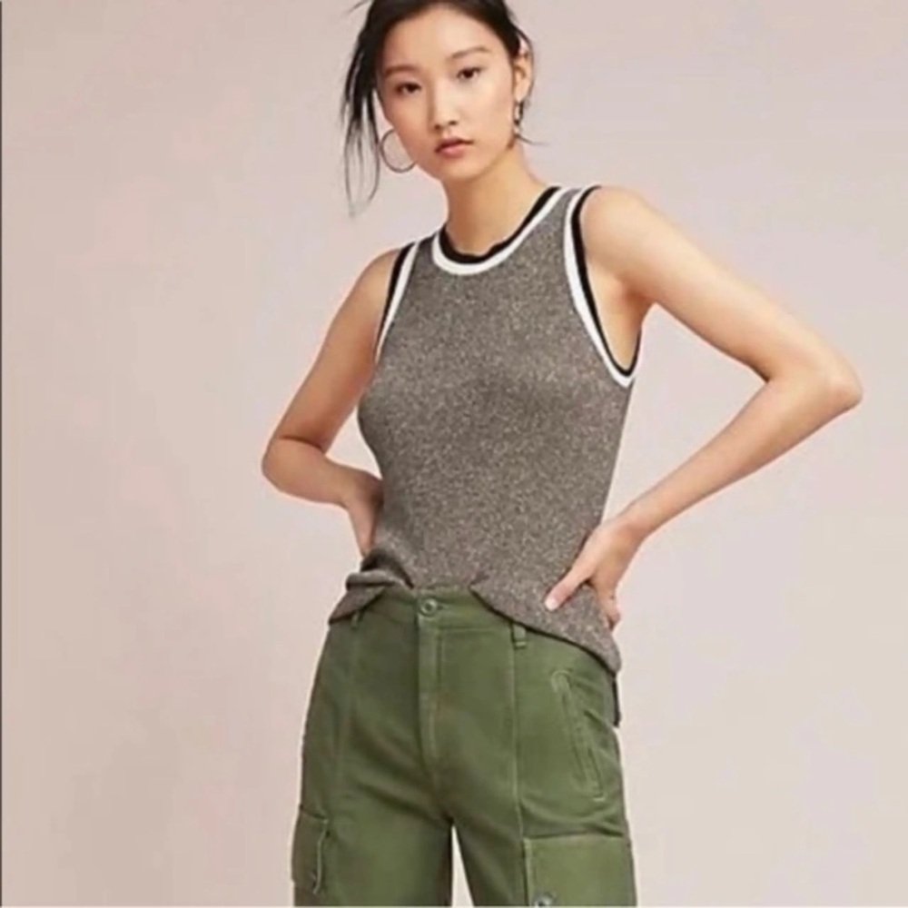 Anthropologie Moth Valeria Metallic Sleeveless Knit Tank Size Small